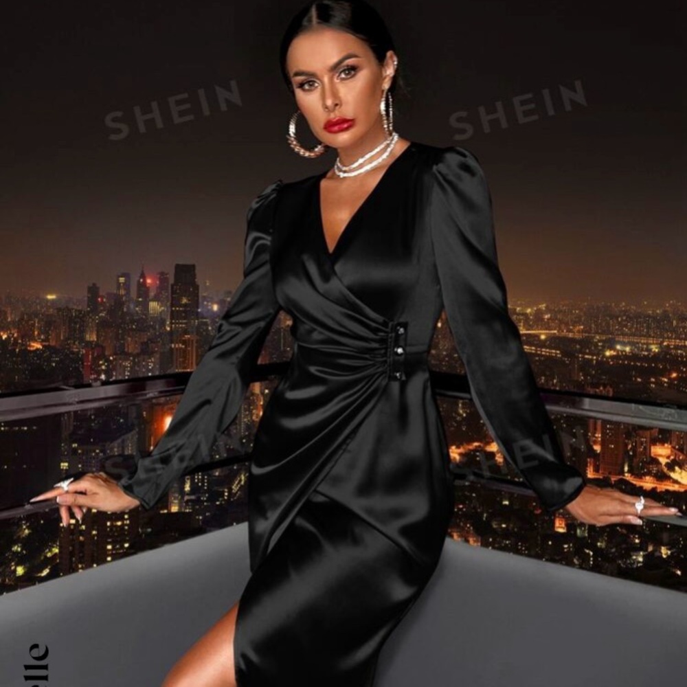 NWT BLACK SATIN DRESS